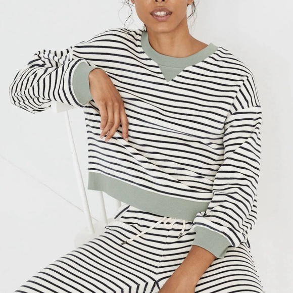 Madewell Sweaters - MWL Velour Crewneck Sweatshirt in Stripe